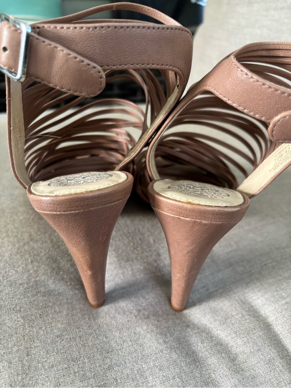 Vince Camuto Strappy Heeled Sandals Taupe Brown Size 10M - Picture 7 of 7